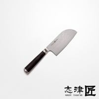 志津匠都 Habahiro 多功能刀，配有深色木柄與鍛造壓紋刀刃