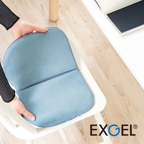THE OWL進階款隨身坐墊，採用淺藍色絨面材質，具有弧形設計，可支撐腰部，提升乘坐舒適度。