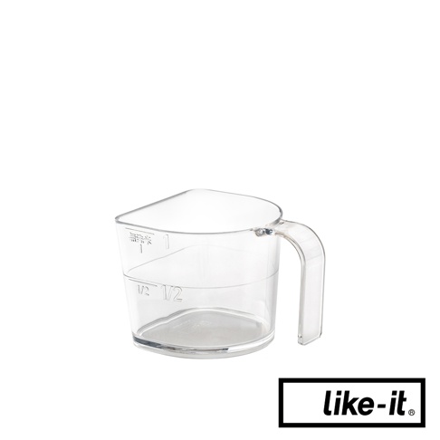 透明量杯上有刻度線，底部和側面有like-it品牌標誌。