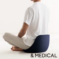 深藍色舒腰正姿座墊，高背款，布質表面，人體工學設計，支撐腰部與背部。