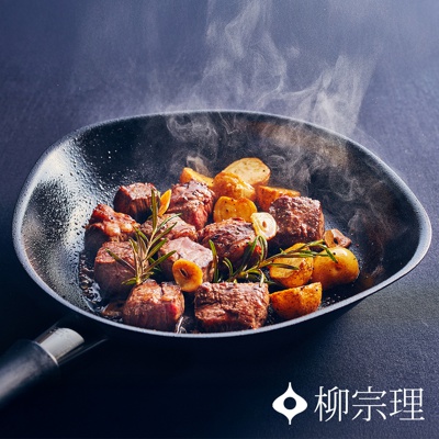 岩紋感單手鐵鍋-25cm (附蓋)