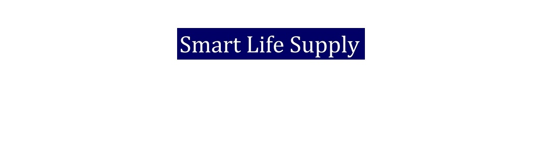 此圖片為 Smart Life Supply 的品牌標誌，背景為深藍色長方形，上方以白色襯線字體顯示品牌的名稱。