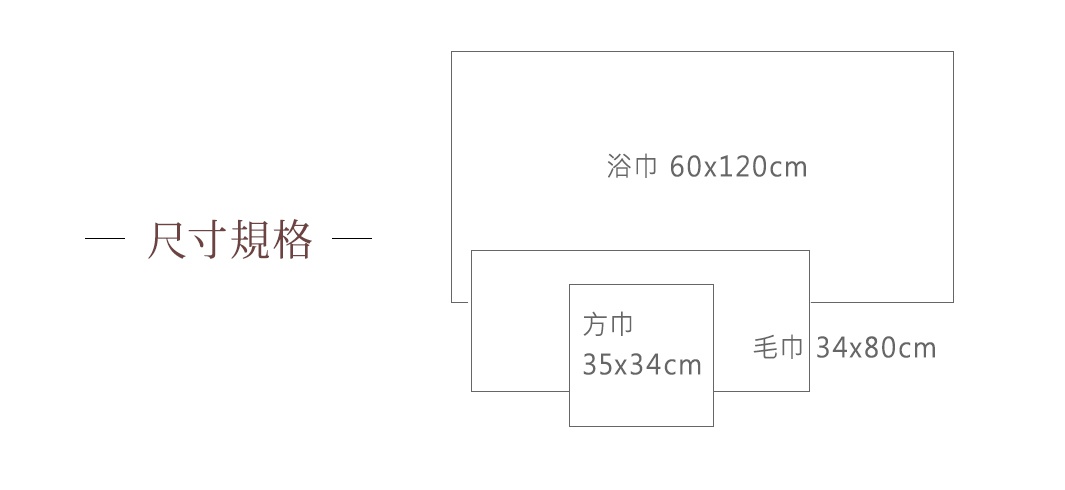 尺寸規格

  浴巾

  毛巾

  方巾
