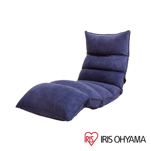 藍色多段式紓壓單人沙發床，採用柔軟布料製成，可調整為多種傾斜角度，提供舒適的休憩體驗。