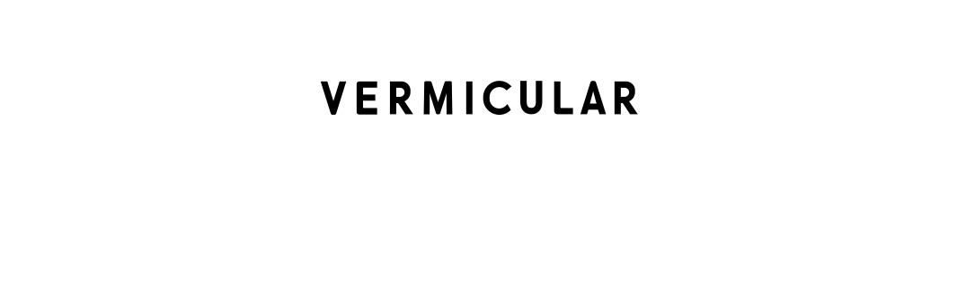 黑色背景上以白色粗體大寫字樣呈現 VERMICULAR 品牌名稱，整體簡約且具現代感。
