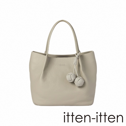 itten-itten 淺灰色皮革點結吊飾中型托特包