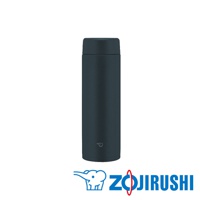 深藍色0.6L不鏽鋼真空保溫保冷杯，一體式中栓旋蓋設計，杯身有品牌象形標誌。