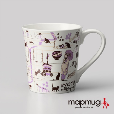 mapmug手繪地圖馬克杯(散步貓咪系列-京都篇)