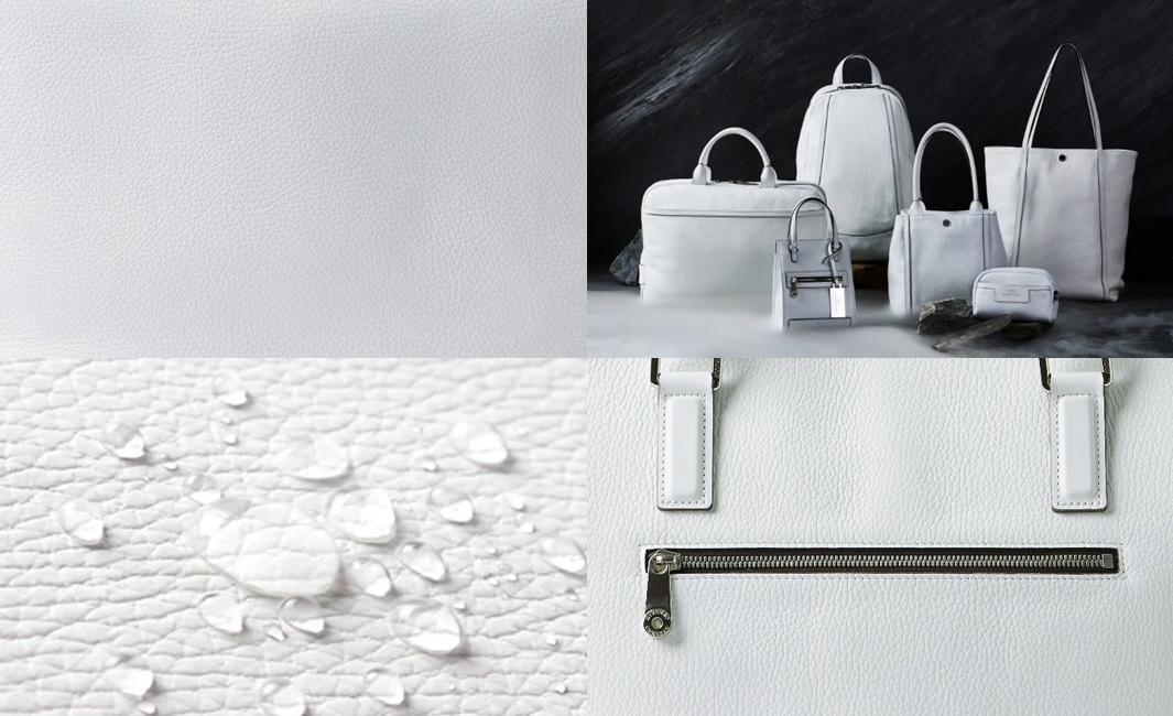 JETTER 迷你箱型包 CJTF-038 黑色與白色款，展示皮革紋理、防水效果，以及多款包型，包括手提包、後背包及小零錢包。