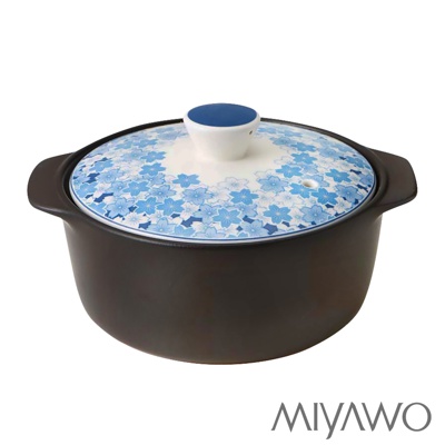 MIYAWO日本宮尾 IH系列6.5號耐溫差陶土湯鍋1.67L (櫻花雨)