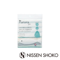 Fucoca. fish 今治純棉抗菌防臭廚房擦拭巾，白色魚造型，粉藍、綠、白條紋，100%純棉材質，尺寸34x40cm，日本製。