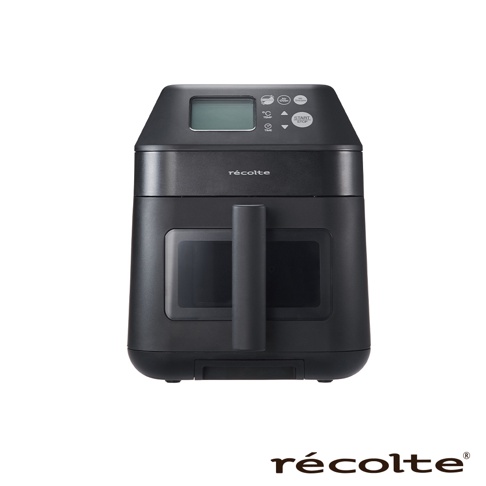 recolte 蒸氣氣炸鍋 RAO-3，黑色機身，頂部設有顯示螢幕與控制面板，前方有拉取手把，兩側設有觀景窗。