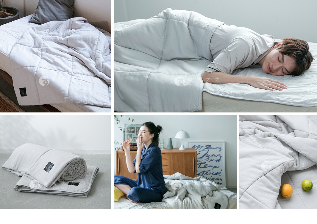 Nemulia 五層散熱涼感單人被，淺灰色，柔軟棉質，菱格紋縫製，觸感涼爽，適合炎熱天氣使用。