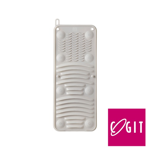 COGIT 多功能軟式洗衣板，頂部有掛孔，表面有波浪紋路及圓形凹槽設計。