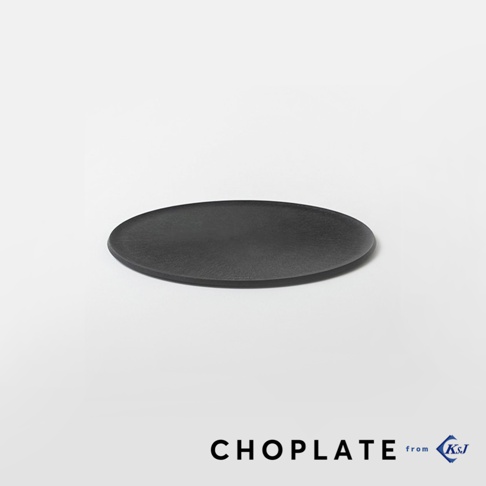 CHOPLATE 兩用砧板盤，17公分，黑色，材質為木質，圓形設計。