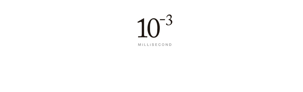 放大數字「10」與上標「-3」，下方為「MILLISECOND」文字，背景為白色。