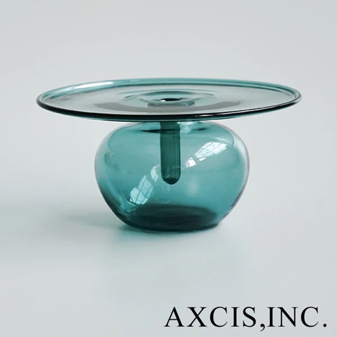 Lua 多功能線香玻璃花器，藍綠色。