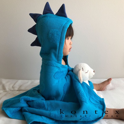 今治純棉小恐龍連帽浴巾