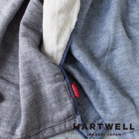 今治復古丹寧風雙織柔感毛巾，藍色牛仔布紋理，內層為白色毛巾材質，織紋清晰，帶有紅色「DENIM STYLE」布標。