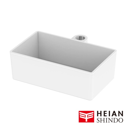 白色直撐款 tatecco TCR 專用置物盒，盒身為塑膠材質，內部為灰色。