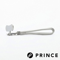 銀色金屬材質的旋轉開罐器，帶有圓形握把和刀輪，放置於白色背景上。