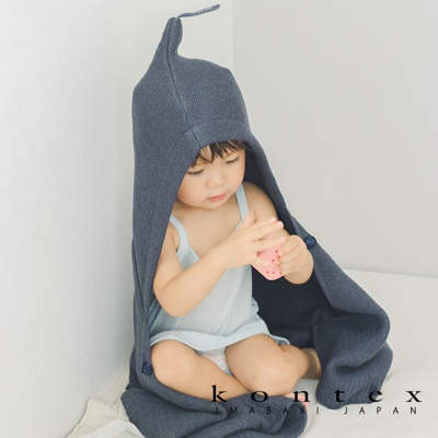 LANA針織風純棉寶貝連帽浴巾