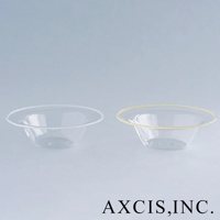 lykke 清透玻璃深型點心碗 M，展示兩個碗，一個碗口邊緣為白色，另一個碗口邊緣為黃色，皆為透明玻璃材質。