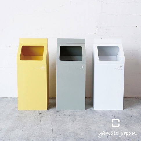 MIL.CW 北歐風格木製垃圾桶，7.8L，有黃色、灰色和白色三種顏色，設計簡潔，開口寬大，材質為木質。