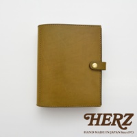 職人手作皮革A5手帳/記事本書套，橄欖綠色，附有金色按扣，皮革材質，精緻縫線。