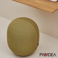 橄欖綠針織彈力平衡球，標準款，表面有細緻紋理，品牌標籤縫於側面。