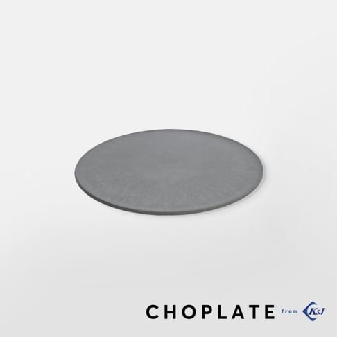 CHOPLATE 兩用砧板盤 17cm，圓形，灰色，質地紋理，適合切菜或作為餐盤使用。
