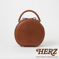 HERZ 職人手作棕色皮革圓形兩用包