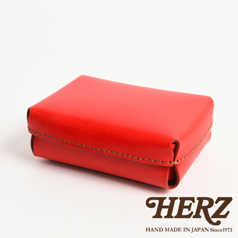 職人手作皮革小物收納盒 KZ-5 S，紅色，以真皮皮革製作，縫線精緻，設計簡約，適合收納小型物品。