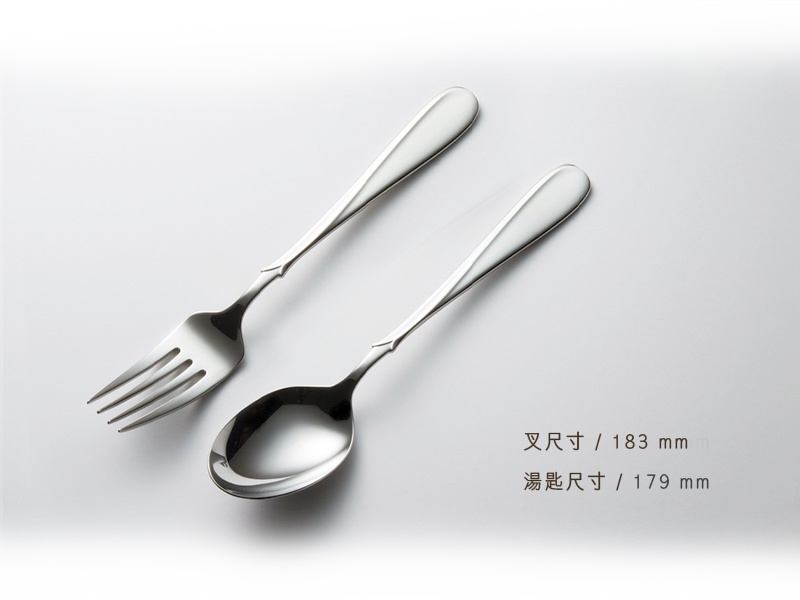 一組Flora系列不鏽鋼叉匙，叉子尺寸183毫米，湯匙尺寸179毫米