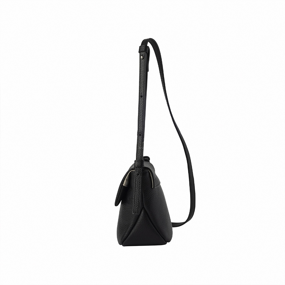 itten-itten Neru 義大利皮革點結吊飾迷你單肩包，黑色，側視圖