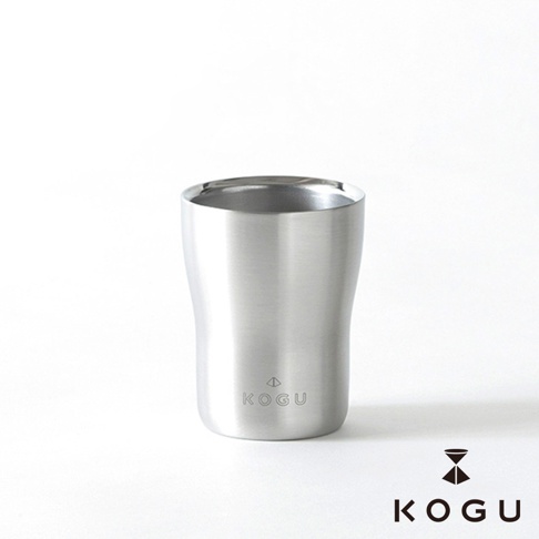 銀色不鏽鋼雙層隨行杯，杯身有KOGU品牌標誌。