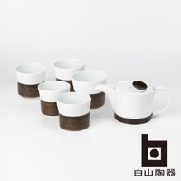 麻紋茶壺杯組 (1壺5杯組-咖啡色)