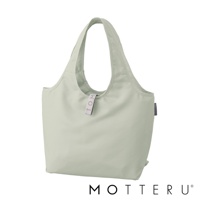 淺綠色輕時尚摺疊保冷可拆托特袋，採用尼龍材質，具有簡潔的設計和兩個提把。袋身正面有一個白色標籤，上面印有「TOM」字樣。