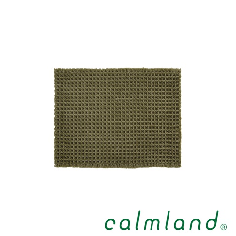 橄欖綠鬆餅紋吸水浴墊，觸感柔軟，具有良好的吸水性。