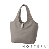 淺灰色輕時尚摺疊保冷可拆托特袋，由光滑材質製成，設有兩個寬提把，前方有一個白色標籤，上面印有「TOM」字樣。