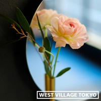 圓形壁掛鏡面漂浮花器，內插一束粉嫩的牡丹花和綠葉，花器為金色金屬材質。