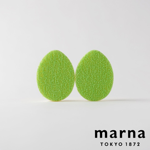 marna TOKYO 1872 品牌標誌旁有兩顆綠色的雞蛋形狀海綿