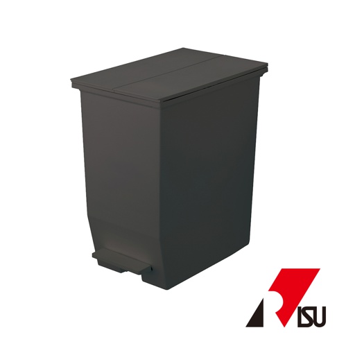 SOLOW 45L 踩踏對開分類垃圾桶，深灰色，採用塑膠材質，具備分隔式頂蓋和前置踩踏板。