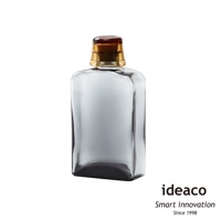 ideaco 復古風漱口水用玻璃空瓶，附有茶色和金色的瓶蓋，旁邊為 ideaco smart innovation Since 1998 的 Logo