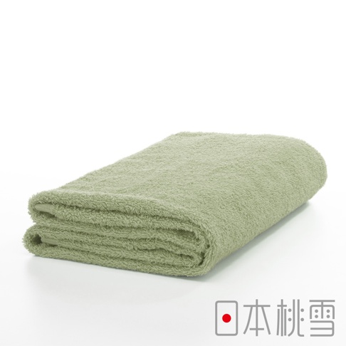摺疊的淺綠色精梳棉飯店浴巾，材質柔軟，紋理清晰。