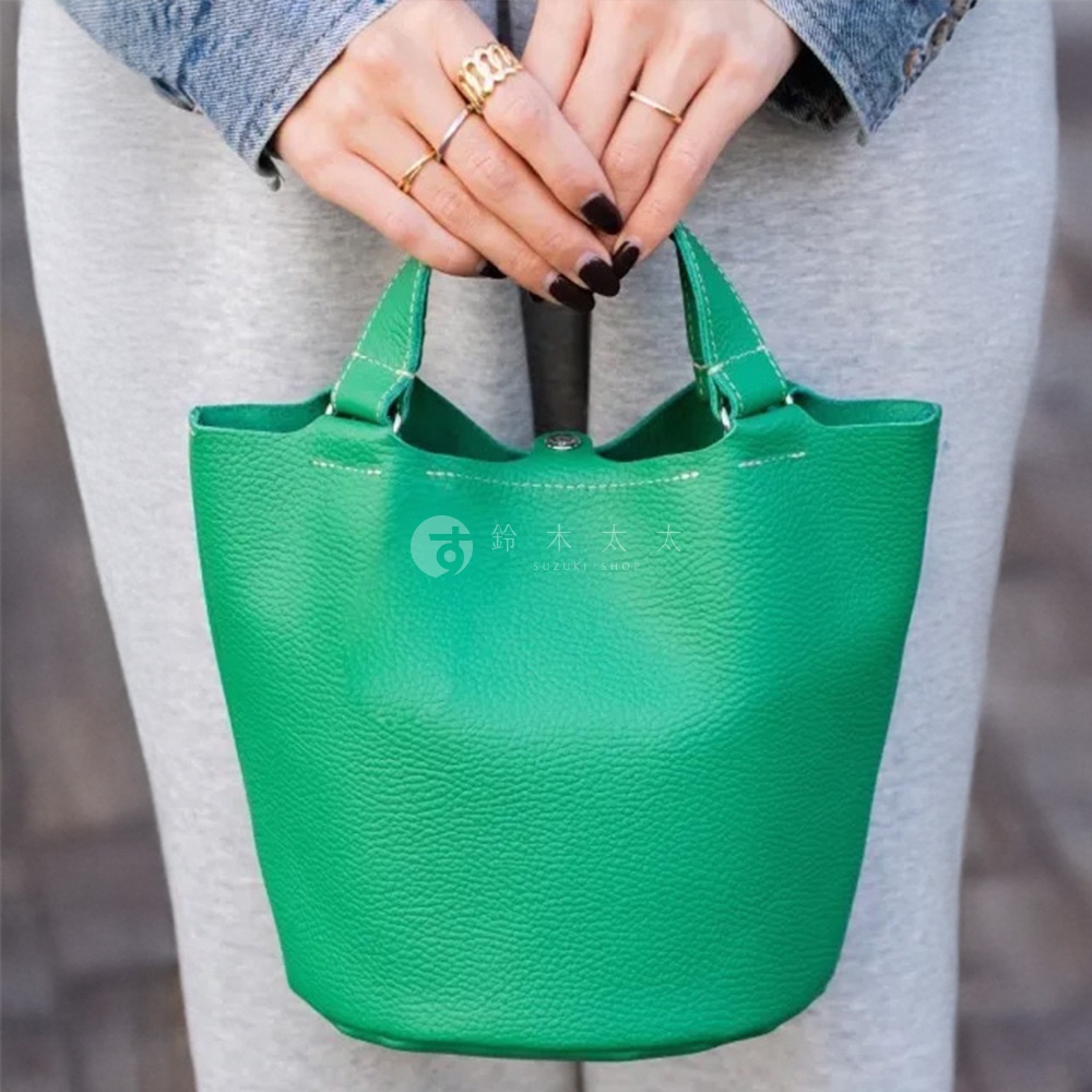 M_京都職人手作單肩手提水桶托特包-3