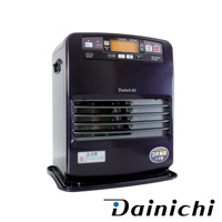 皇家紫 Dainichi 電子式煤油暖氣機，帶有黑色網狀出風口、數位顯示螢幕及操作按鈕，底部為黑色底座。
