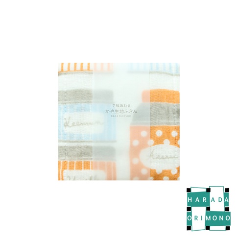 七層紗疊織家事萬用擦拭巾/方巾，呈現多種色彩條紋與圓點圖案，質地輕柔，適合居家使用。