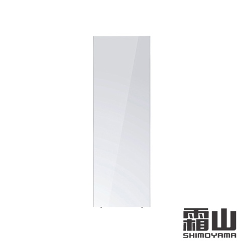 磁吸式輕量防碎全身鏡，40x120cm，鏡面光滑，呈現淺灰色反光，底部有兩個細小的支撐點。右下角有「霜山 SHIMOYAMA」品牌標誌。