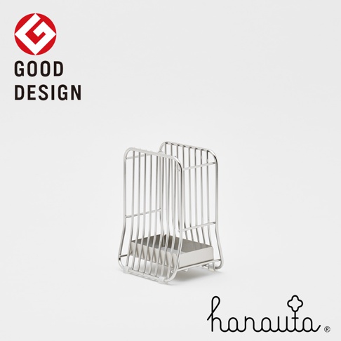 銀色不鏽鋼製成的雙格筷籠，帶有立體網狀結構和方形底座，簡約設計。